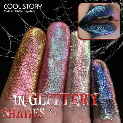 15 Colors Metallic Purple Chameleon Lipstick Waterproof Long Lasting Pearlescent Glitter Diamond Lipstick Halloween...