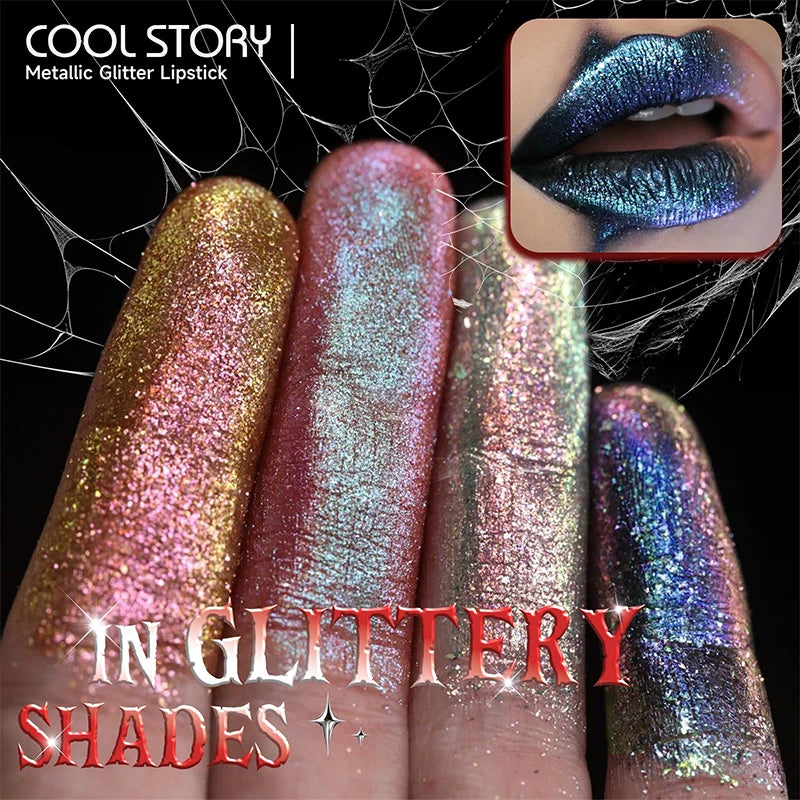 15 Colors Metallic Purple Chameleon Lipstick Waterproof Long Lasting Pearlescent Glitter Diamond Lipstick Halloween...