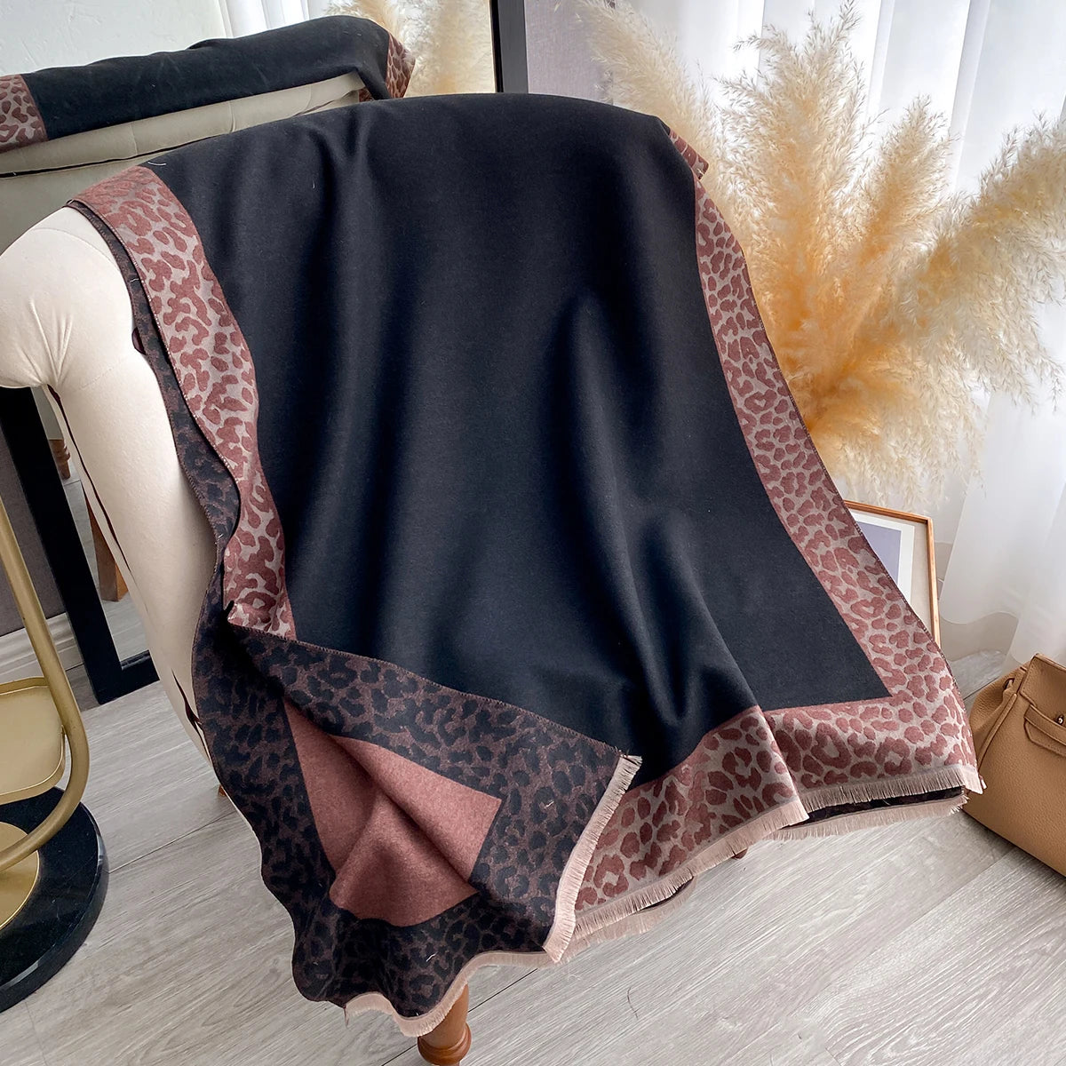 New Luxury Cashmere Plaid Leopard Scarf Winter Women Pashmina Shawls Warm Blanket Wraps Female Thick Scarves Bufanda...