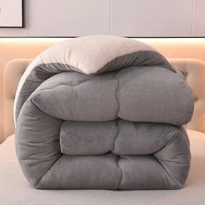 Solidcolor double-sided Duvet Lamb Wool flannel quilt warm comfort mattress in winter bedroom dormitory Thicken Weight Blanket