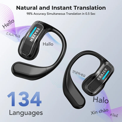 ERAZER X8 AI Translator Earbuds Gaming Bluetooth 5.4 Wireless Headphones Low latency HD Call Earphones with Mic Waterproof - Kimlud
