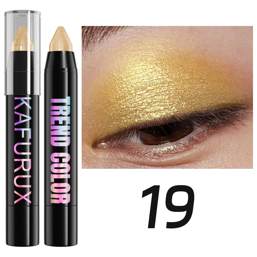 19 color 1pcs Smoky Dark Green Eyeshadow Pen Stick Waterproof  Metallic Glitter Eye Shadow Highlighter Pencil Makeup Tool Cosmet