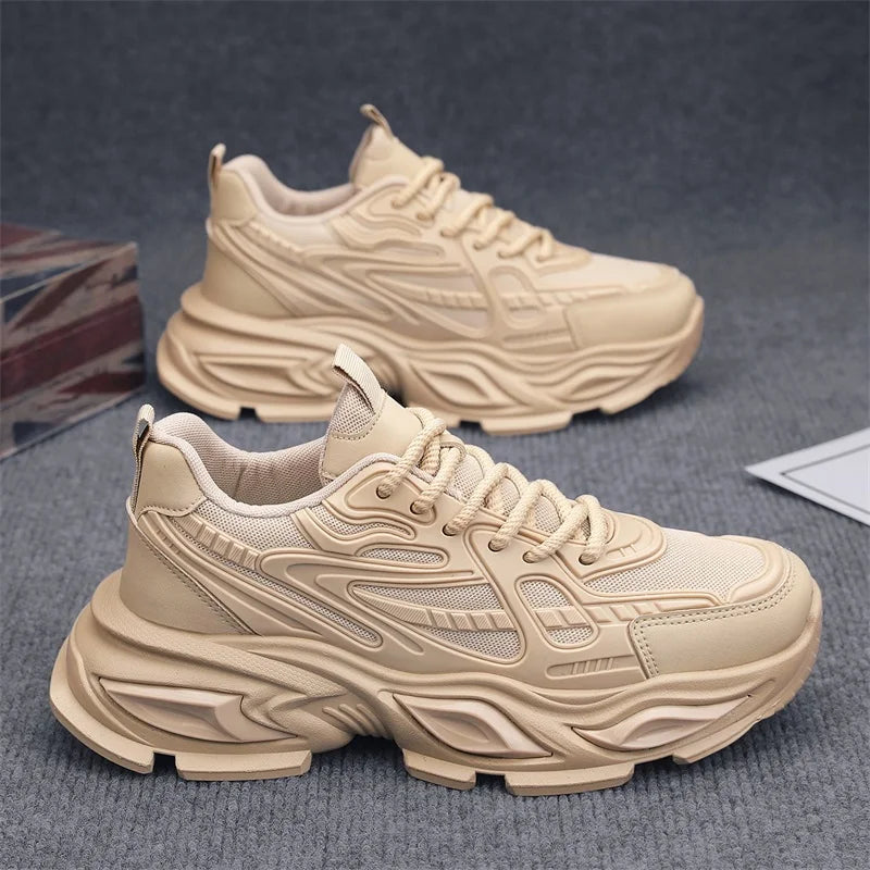 Chunky Sneaker Men Original Designer Breathable Sport Shoes Fashion Casual Leather Fabric Height Increased Platform Tennis Shoes
