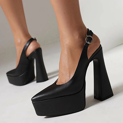 LIHUAMAO Pumps high heel shoes women sandals slingback heel pointed toe ankle strap platform shoes party office lady...