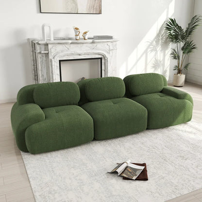 3-seater Sofa in Premium Cordsamt, Non-slip, Ergonomic Armrests and Highly Elastic Upholstery for Living Room and Bedroom, Green - Kimlud