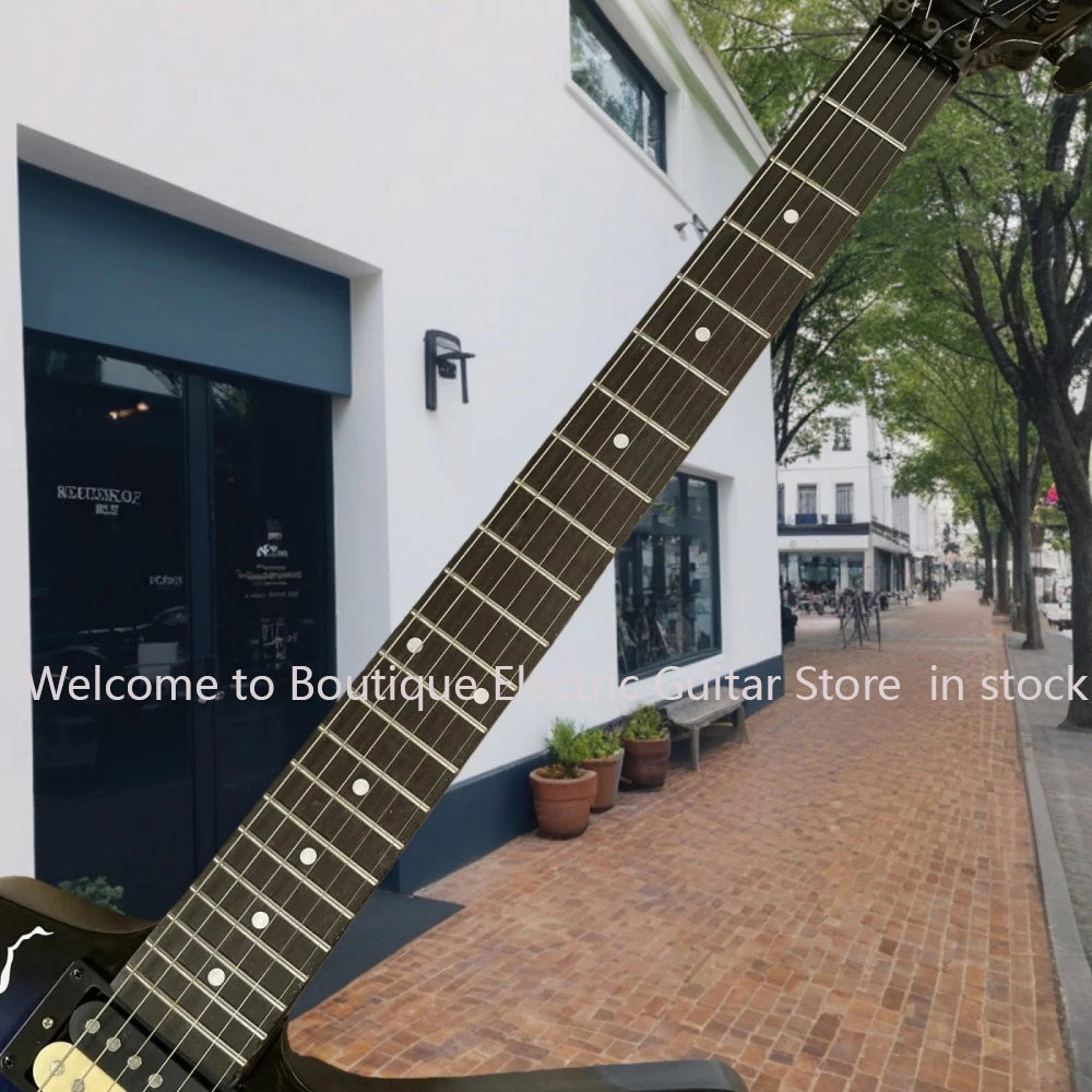 Deep blue 6-string electric guitar, tiger-patterned soundboard, rosewood fingerboard, good sound quality, gift guitarra...