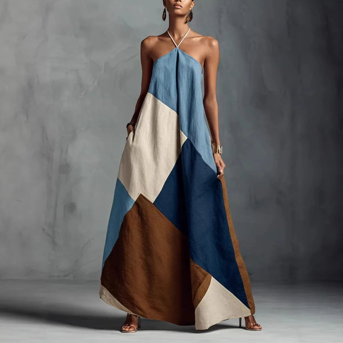 2026 New Cross-Color Printed Cross-Border Dress Loose Long Skirt Leisure Spring and Summer Style | Kimlud Mid Range Dress
