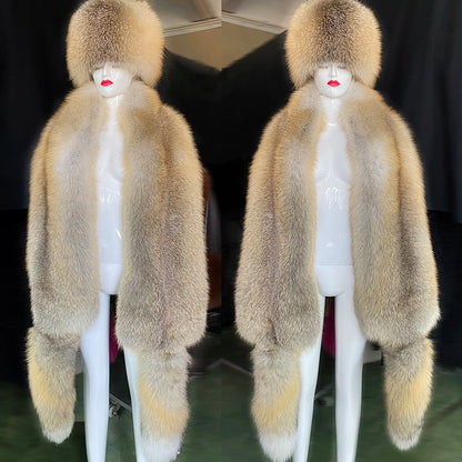 YOLOAgain 2025 Winter Warm Luxury Real Fox Fur Scarf Women Natural Fox Fur Scarf Shawl Female