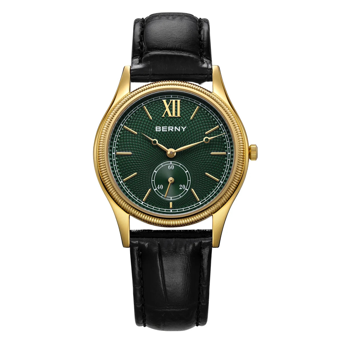 BERNY Luxury Watches for Men Ultra-Thin Classic Elegance Dress Gold Quartz Men's Watch Leather Strap Fashion Business Wristwatch