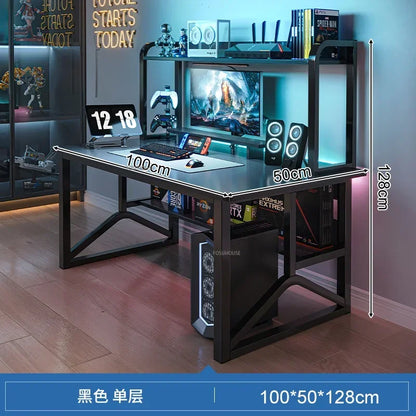 Home Office Table For Pc Gaming Desk Simple Desktop Computer Desks With Bookshelf Furniture Creative Reading Desk Gamer Table X