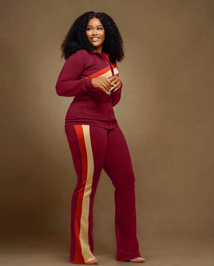 Women Fall Clothes 2025 Slim Zippered V-neck Jacket Trousers Tight Sports Long Sleeves Suit Conjuntos De Mujer 2 Piezas Elegante
