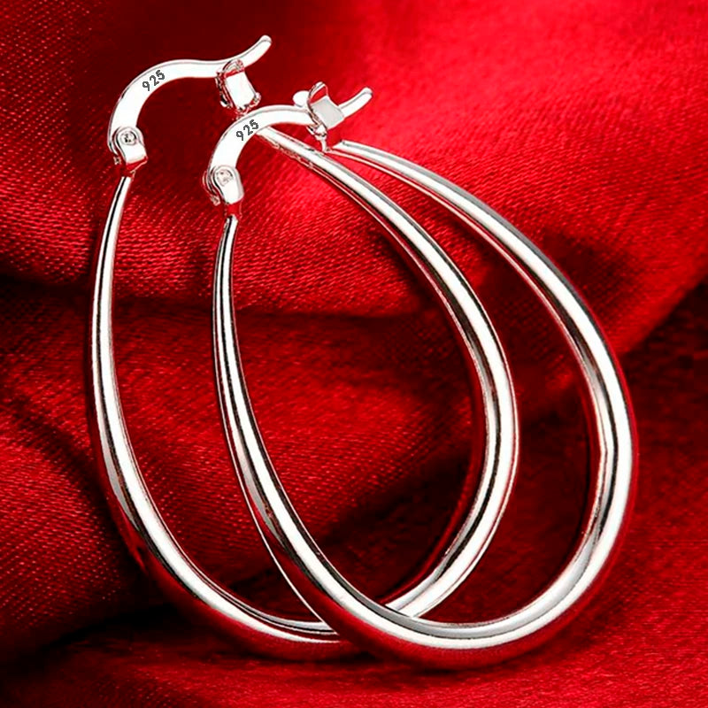 925 Sterling Silver 41MM Smooth Circle Big Hoop Earrings For Women Fashion Party Wedding Accessories Jewelry Christmas...