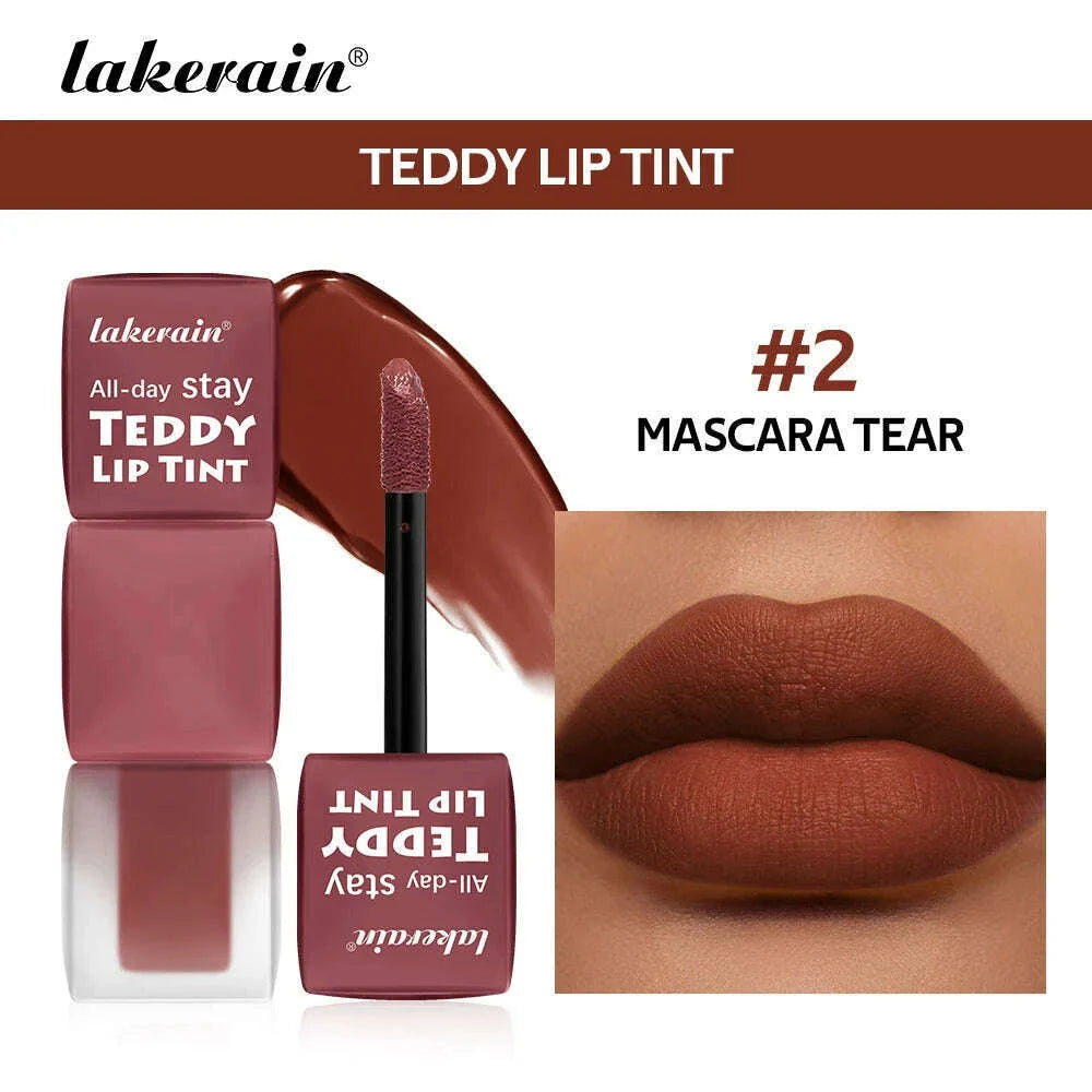 lakerain 6 colors matte teddy lip gloss lasting color waterproof not easy to take off makeup non-stick cup lip gloss