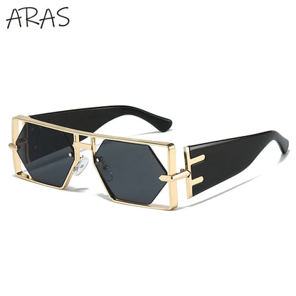 Steampunk Rectangle Sunglasses Women Men 2026 Luxury Hollow Metal Frame Sun Glasses Vintage Punk Hexagon Eyewear UV400...