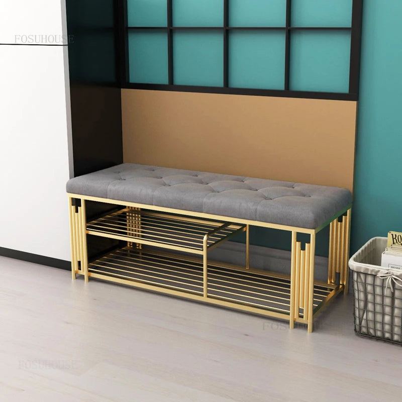 Fashion Cloakroom Hotel Shoe Changing Stools Light Luxury Living Room Storage Ottomans Creative Household Furniture Shoe Shelf T - Kimlud