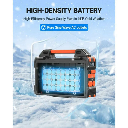 Portable Power Station with Hidden Folding Solar Panel, Self-charge & Pass-through Charging, 284Wh Battery Backup, AC 300W