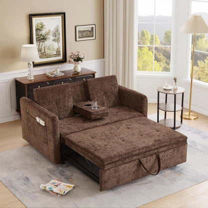 57.48" Convertible Sofa Bed with Cup Holder, Pull Out Sleeper Sofa Bed with USB Charging Ports, 3 in 1 Convertible, Customized