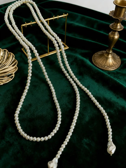 Elegant Multilayer Imitation Pearl Necklace, Dainty Pearl Necklace, Pearl Chain Necklace, Waterdrop Baroque Pendant...