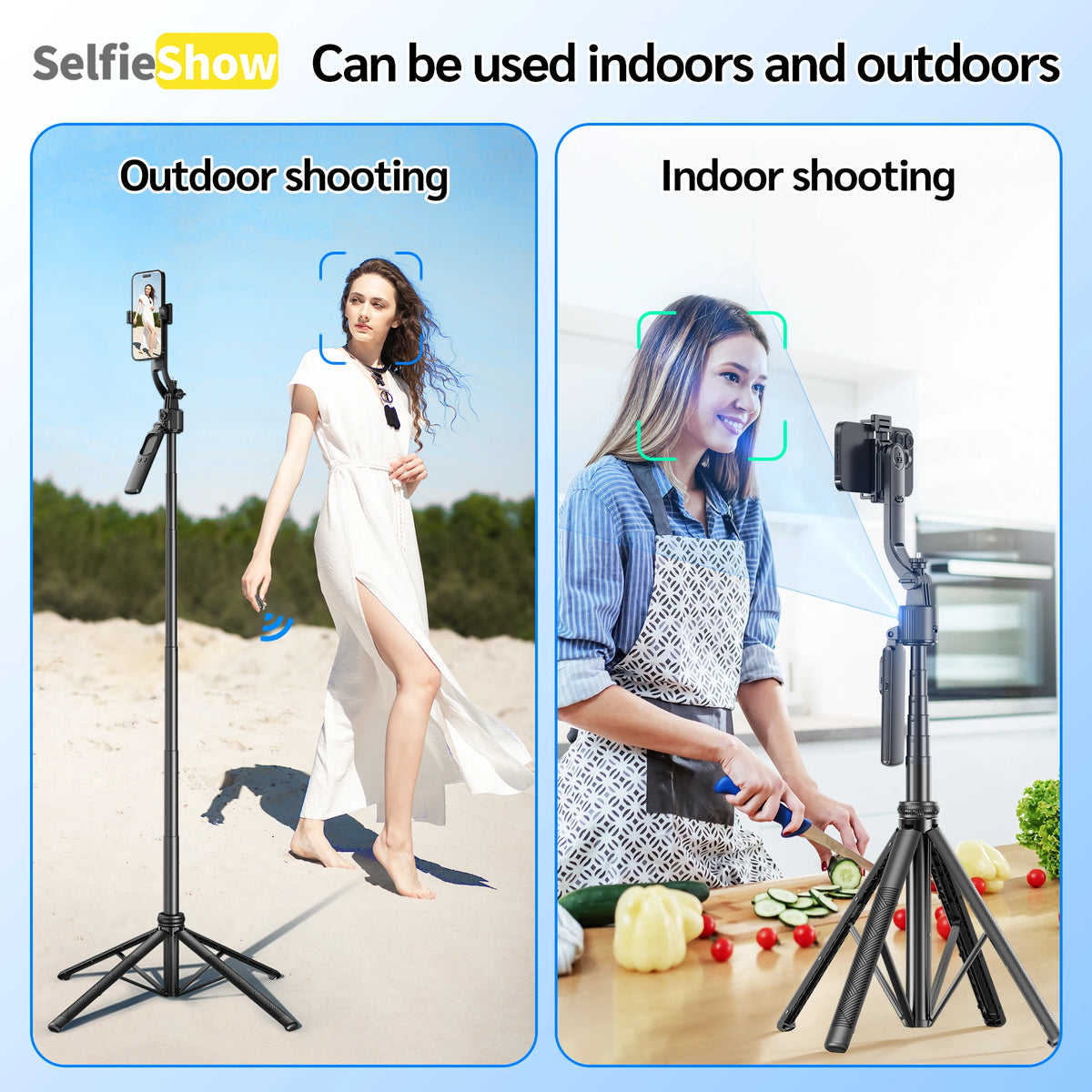 C17 Tripod 360°Auto-Rotation AI Tracking Remote Control Bluetooth Shooting Quadrapod Selfie Stick Stabilizer Optional Fill Light