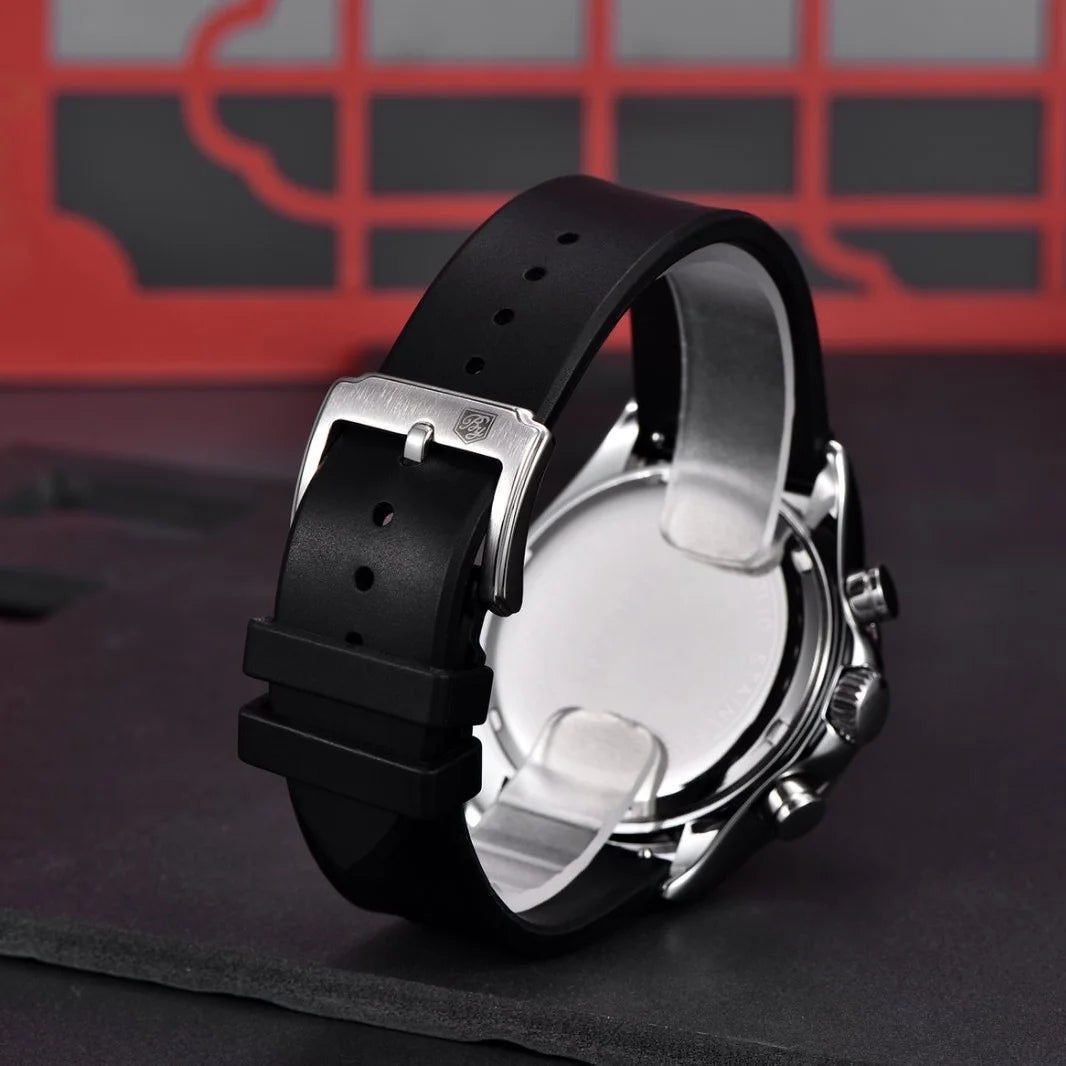 BENYAR New Casual Mens Quartz Watches Steel Bezel Silicone Strap Waterproof Multifunctional Luminous Wristwatch For Man