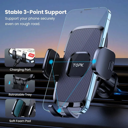 TOPK Car Phone Holder Mount for Car Air Vent Universal Hands Free Automobile Cell Phone Holder Fit for iPhone Smartphone...