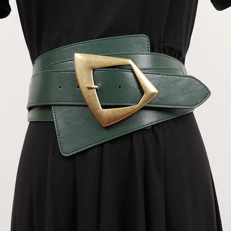 2025 New Fashion PU Elastic force Leather Women Wide Corset Belt Luxury Design Metal Buckle Waist Belt Dress Belt Accessories