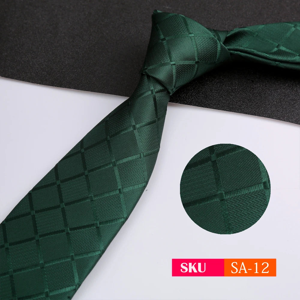 Luxury 8CM Mens Ties Necktie Solid Twill Stripes Plaids Ties For Man Groom Neck Tie For Business Party