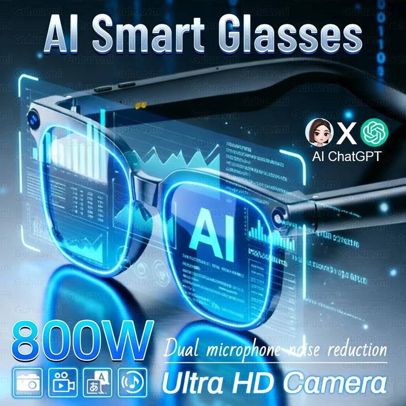 2026 AI Smart Glasses ChatGPT 800W HD Camera 4K Video Recorder 100+Translation Bluetooth Call Smart Eyeglasses For...