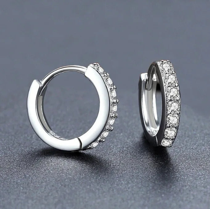 925 Sterling Silver Shining Zircon Earrings for Women Vintage Simple Round Circle Hoop Earrings Designer Party Jewelry...