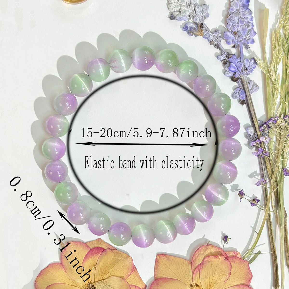 1pc/Pink and purple cat's eye bracelet symbolizes wealth and prosperity. A jewelry gift for women, perfect for all...