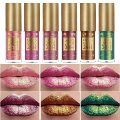 Liquid Lipstick Long Lasting 24H, Metallic Shimmer High Pigment Lip Gloss, Transfer & Smudge Resistant Lip Color