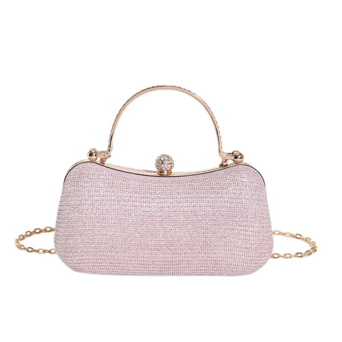 Evening Clutch Bag Women Bag Shiny Handbag Heart Shape Metal Clutches Bag Fashion Chain Shoulder Crossbody Bag Luxury Lady Purse