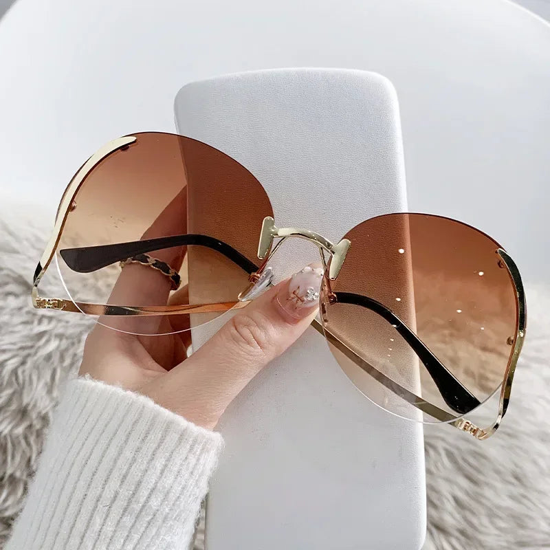 Outdoor Big Frame Round Sunglasses Women Men Geometric Cool Sun Glasses Mirror Metal Colors Designer Brand Fashion |...