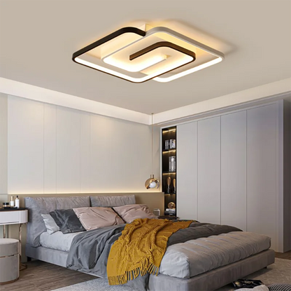 Bedroom Led Chandelier Light Black White Square Modern Ceiling Lamp Attic Living Room Dining Kitchen Interior Fixture