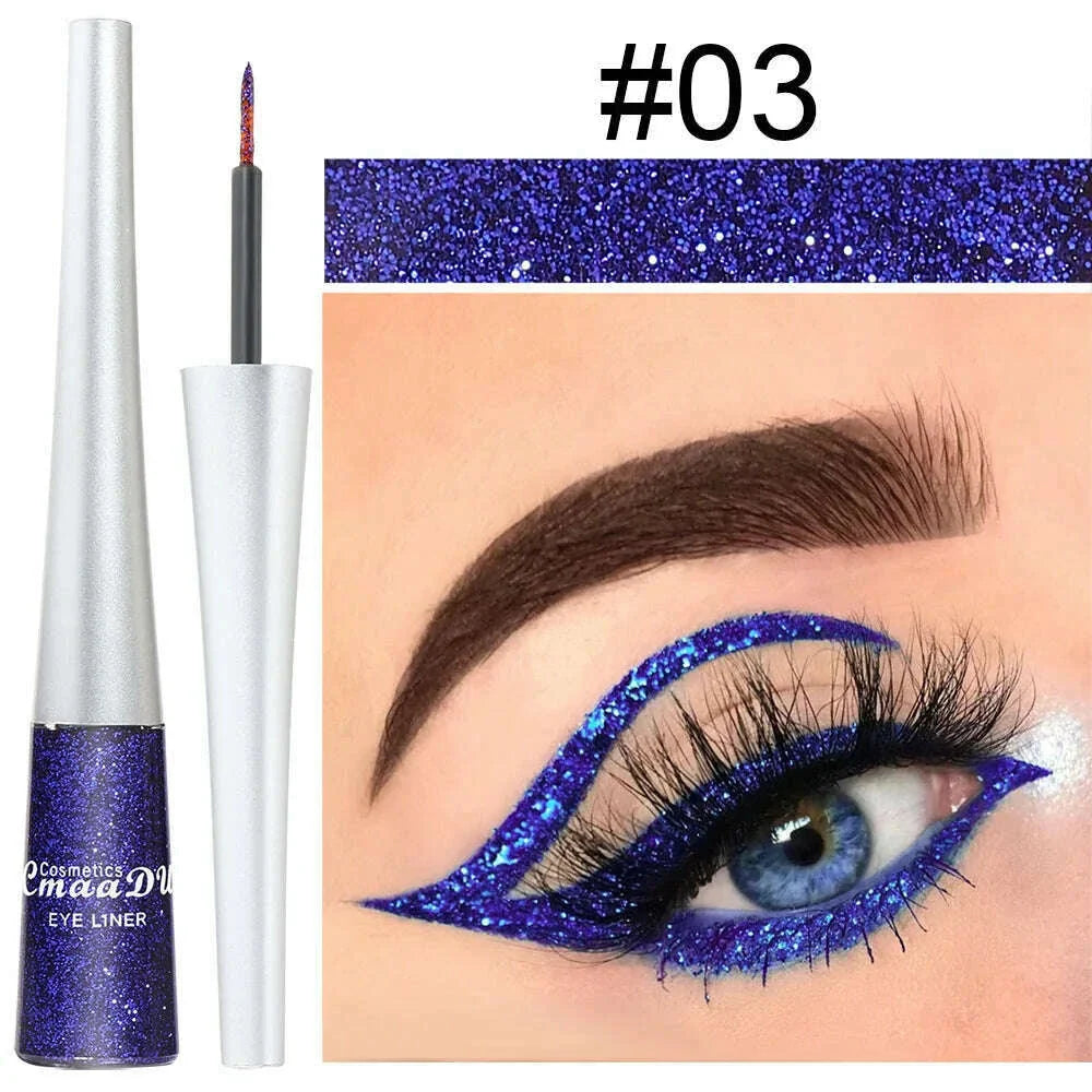 Glitter Liquid Eyeliner Pearlescent Diamond Eyeshadow 16 Color Sequins Blue Silver Pink Rose Gold Mini Fine Brush Eyeline Makeup