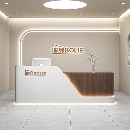 Organizers Minimalist Reception Desks Led Lights Curved Modern Reception Desks Beauty Salon Comptoire Accueil Trendy Furniture - Kimlud