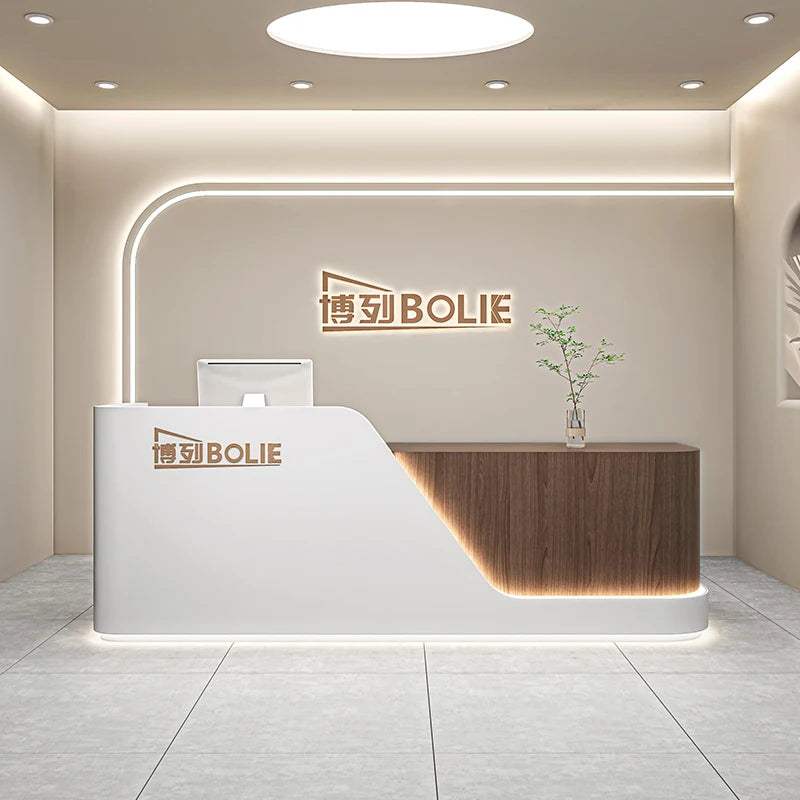 Organizers Minimalist Reception Desks Led Lights Curved Modern Reception Desks Beauty Salon Comptoire Accueil Trendy Furniture - Kimlud