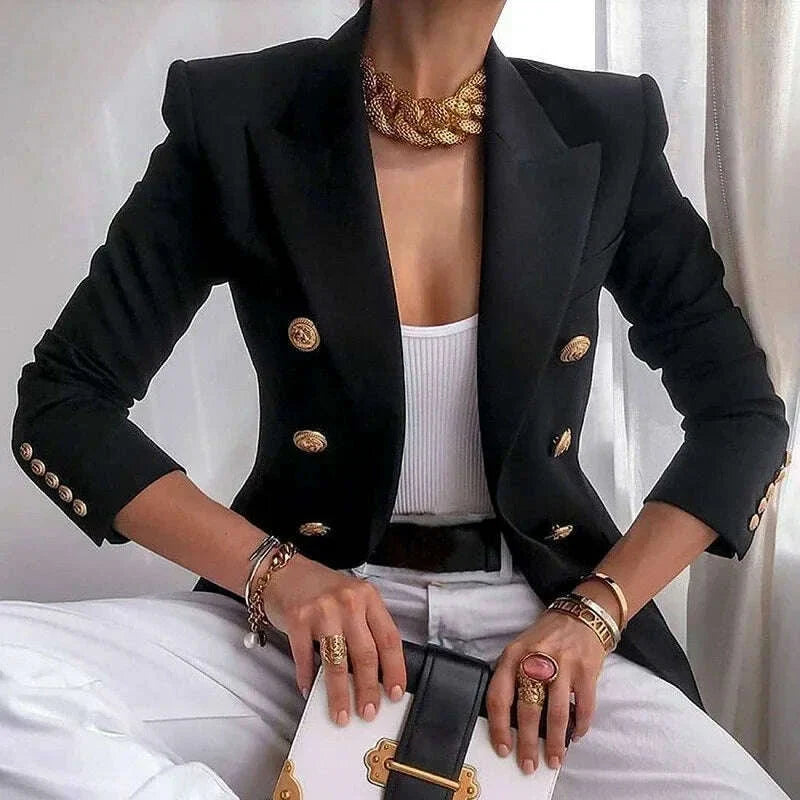 Ladies Fashion Solid Coat Luxury Female Coats Casual Blazer Korean Spring Autumn Clothing Women Slim Suit Coat Office Jacket