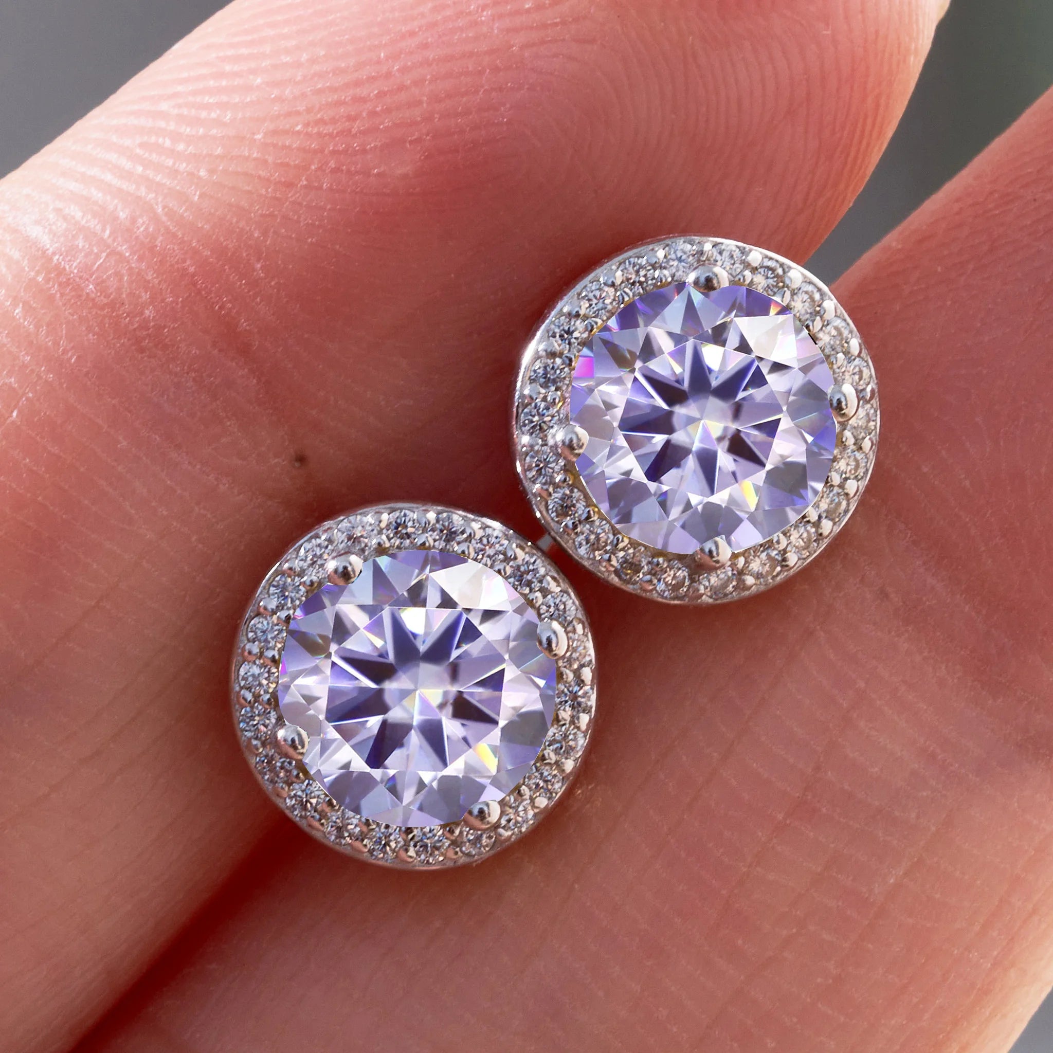 925 Sterling Silver 1 Carat Moissanite Round Earrings Engagement Wedding Daily Work Party Travel Luxurious Gift For Women