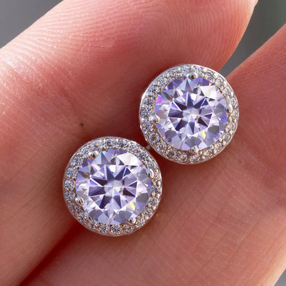 925 Sterling Silver 1 Carat Moissanite Round Earrings Engagement Wedding Daily Work Party Travel Luxurious Gift For Women