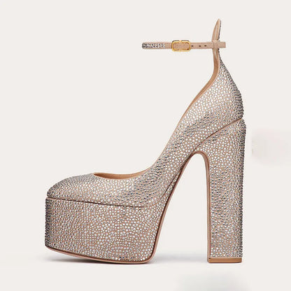 New Brand Women's Shoes Super High Heel Party Fashion Thick Sole Leather Shoes Bridal Shoes Wedding Party Shoes Women Summer