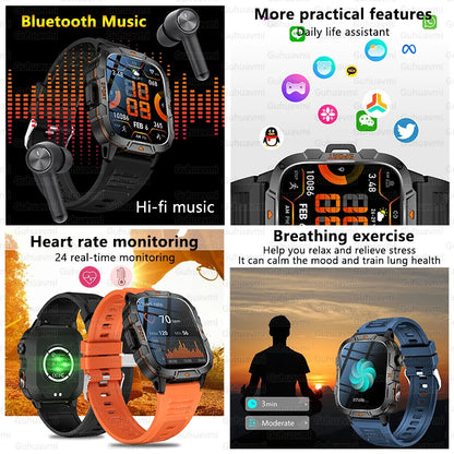 2025 For Xiaomi New Rugged Military GPS Smart Watch Men Bluetooth Call Health Monitoring AI Voice Sports Waterproof Smartwatches