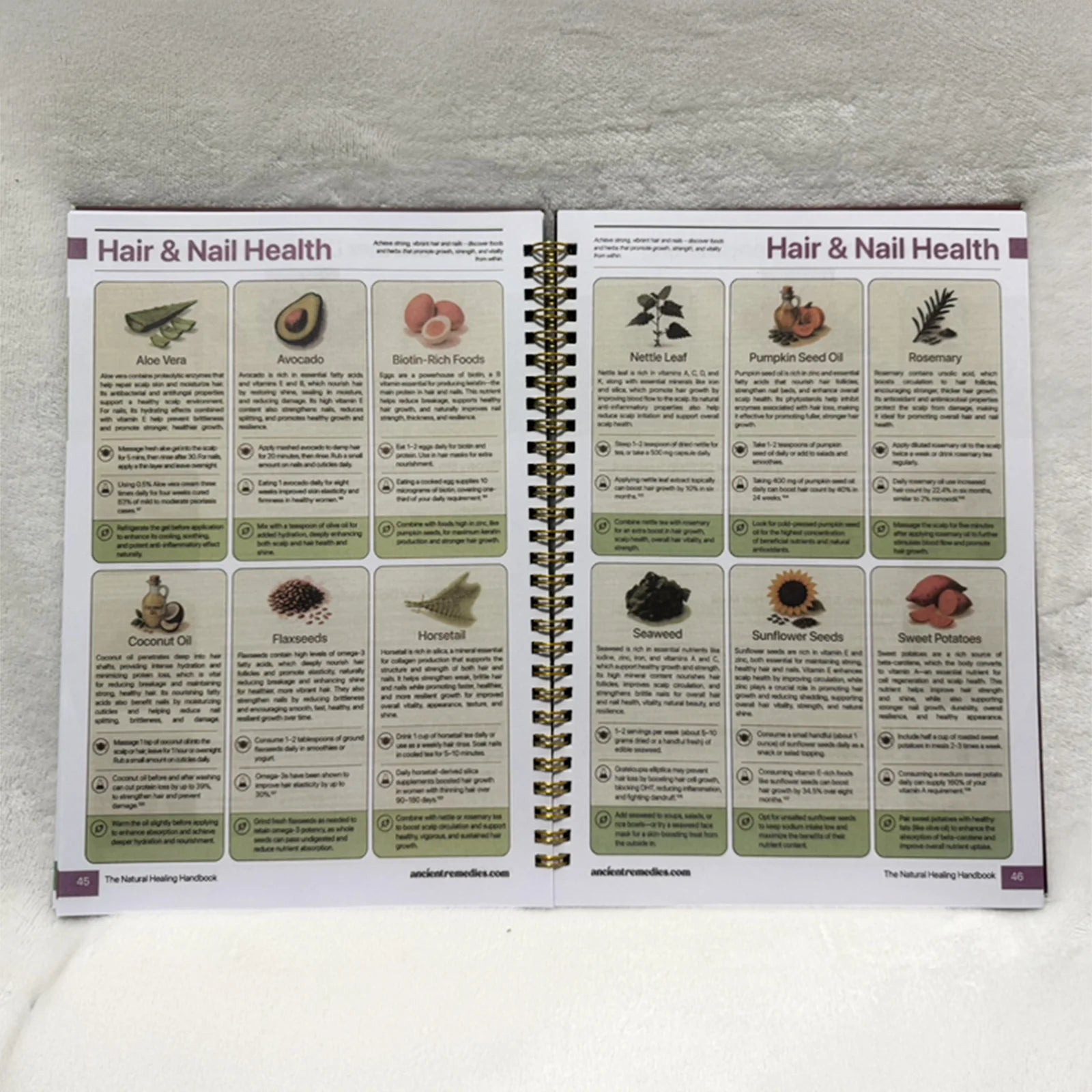 Natural Healing Handbook Spiral Bound Guide With Herbal Remedies And Recipes For Heart Health Blood Sugar Focus Boost 25x17.6cm
