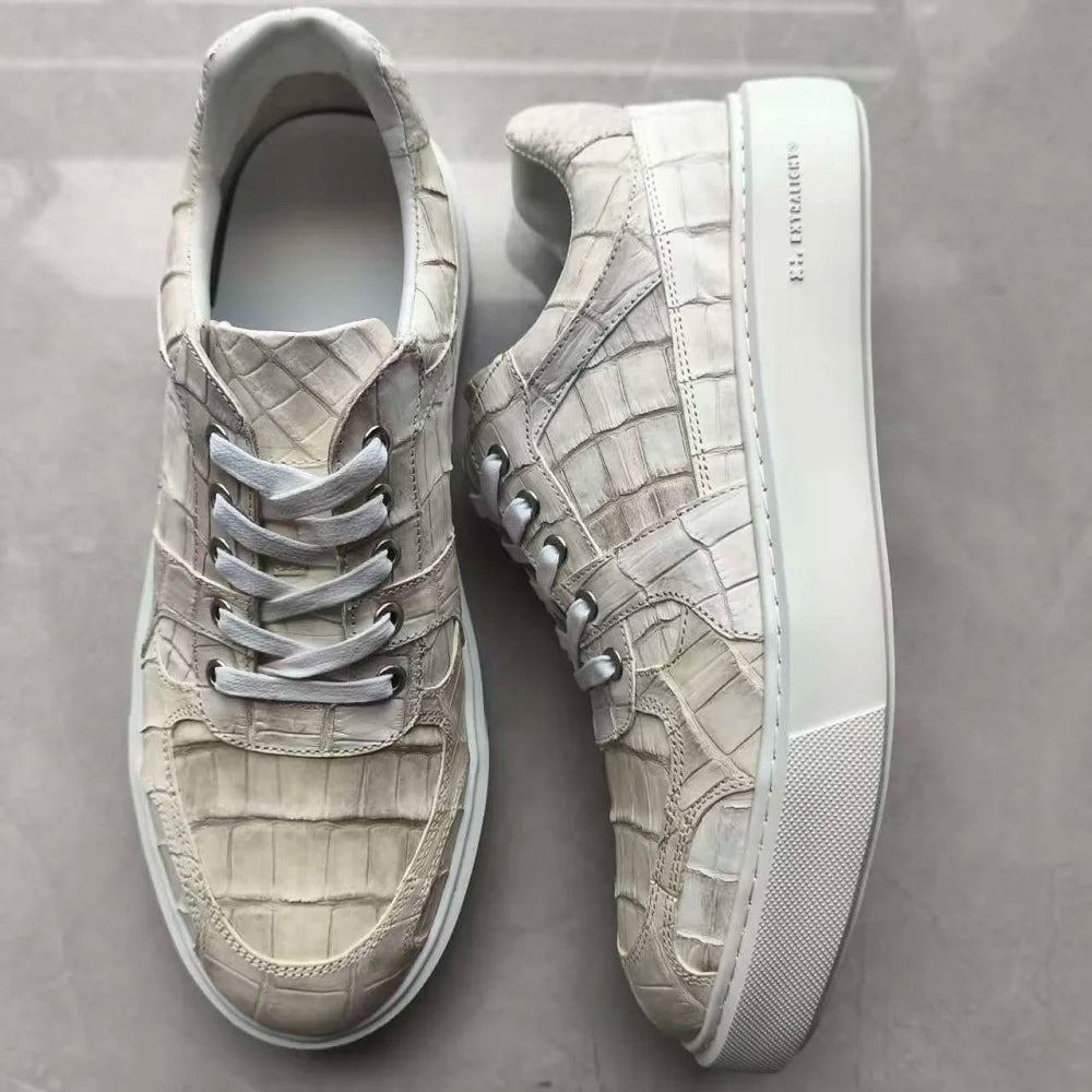 2025 new arrival Fashion Crocodile Skin causal shoes men,male Genuine leather Sneakers pdd665