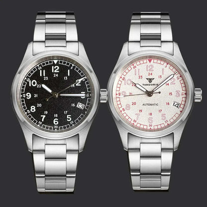 Tandorio 20ATM Waterproof Diver 36mm Field Watch Men NH35 Mechanical Movt Black White Dial Luminous Sapphire Glass 3.8 Auto Date