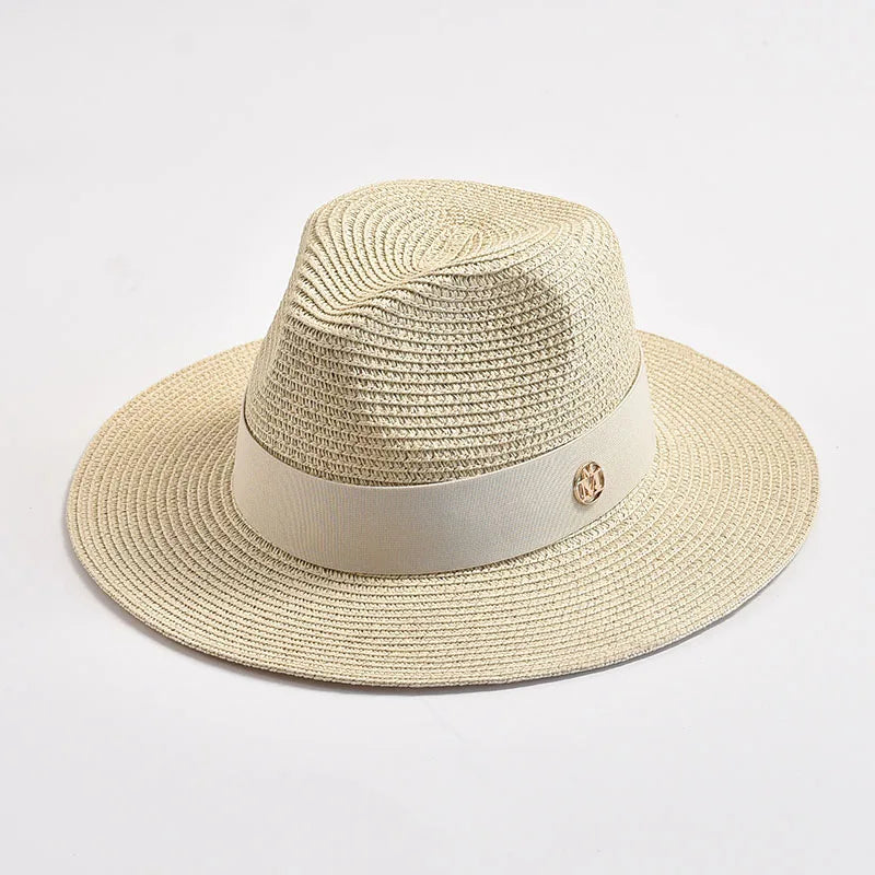 Summer Straw Hats for Women Men Panama Travel Beach Sun Hat Ribbon Decoration Elegant Luxury Jazz Hat