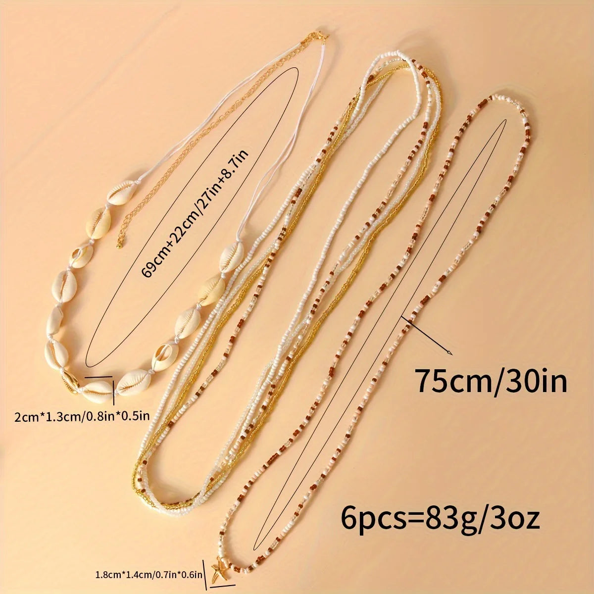 6Pcs Boho Starfish Pendant Seed Bead Beaded Waist Chain for Women Girls Beach Bikini Elastic Belly Belt Body Jewelry Accessories - Kimlud