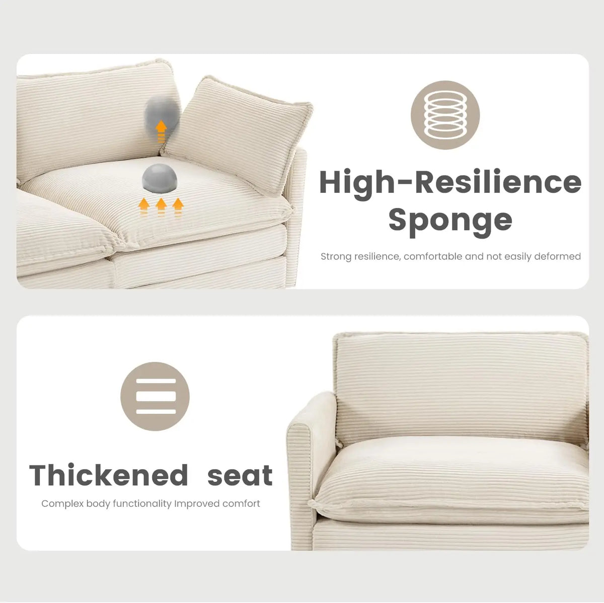 Sectional Sofa with MovableOttoman, 112 Inch 4 Seat Modern Corduroy Sofa Set, ConvertibleL | Kimlud Luxury Chair