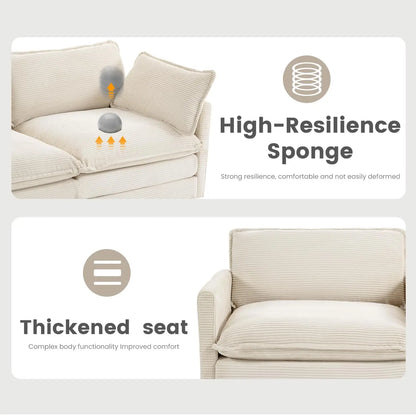 Sectional Sofa with MovableOttoman, 112 Inch 4 Seat Modern Corduroy Sofa Set, ConvertibleL | Kimlud Luxury Chair