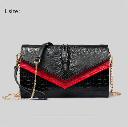 Alligator Pattern Women Cow Leather Clutch Bag Patchwork Crocodile Ladies Cowhide Shoulder or Crossbody Bags | Kimlud...